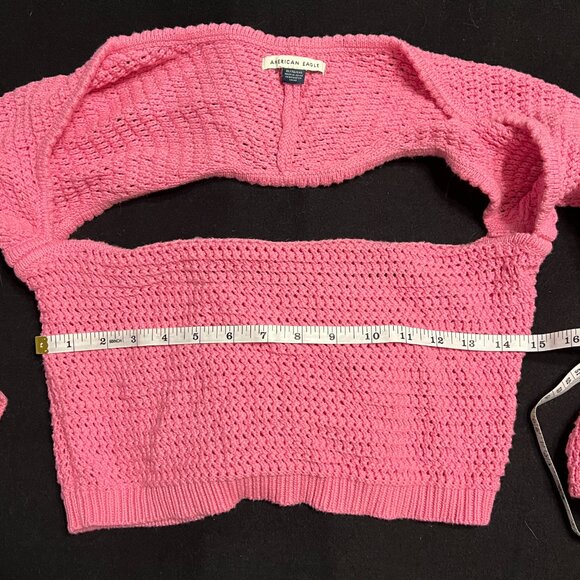 AEO Pink Knit Crop Top w/ Attached Bolero (X-Large) - Picture 4 of 4